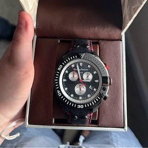 Mens Tommy Bahama Watch Black / Red Canvas NWOT
